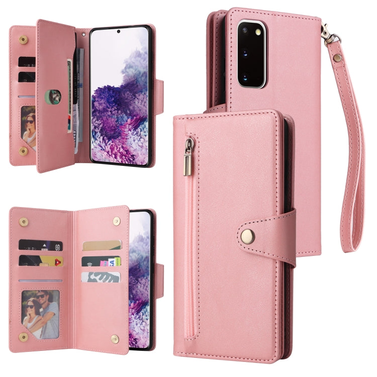 Rivetto Fibbia 9 carte Custodia per telefono in pelle a tre pieghe, For Samsung Galaxy S10+, For Samsung Galaxy S10e, For Samsung Galaxy S20, For Samsung Galaxy S20 FE 5G