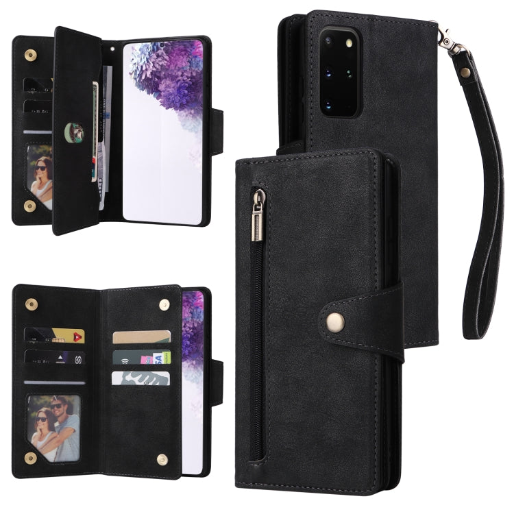 Rivetto Fibbia 9 carte Custodia per telefono in pelle a tre pieghe, For Samsung Galaxy S20+, For Samsung Galaxy S21 5G, For Samsung Galaxy S21 FE 5G, For Samsung Galaxy S21+