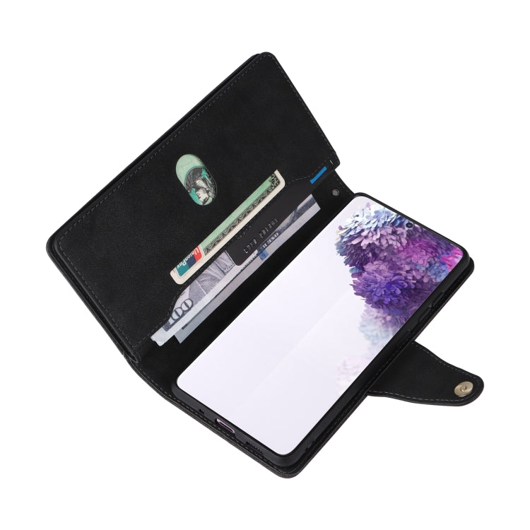 Rivetto Fibbia 9 carte Custodia per telefono in pelle a tre pieghe, For Samsung Galaxy S20+, For Samsung Galaxy S21 5G, For Samsung Galaxy S21 FE 5G, For Samsung Galaxy S21+