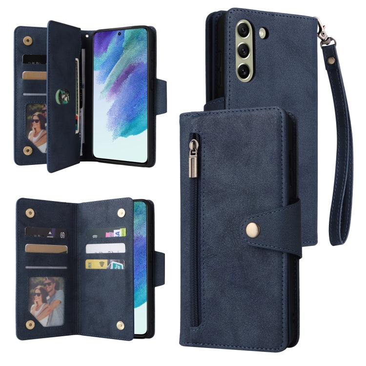 Rivetto Fibbia 9 carte Custodia per telefono in pelle a tre pieghe, For Samsung Galaxy S20+, For Samsung Galaxy S21 5G, For Samsung Galaxy S21 FE 5G, For Samsung Galaxy S21+