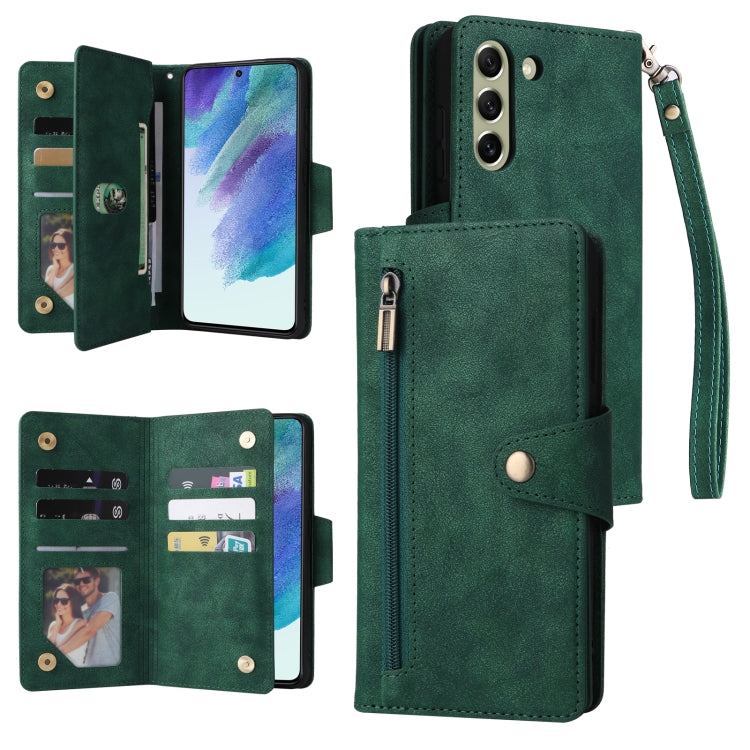 Rivetto Fibbia 9 carte Custodia per telefono in pelle a tre pieghe, For Samsung Galaxy S20+, For Samsung Galaxy S21 5G, For Samsung Galaxy S21 FE 5G, For Samsung Galaxy S21+