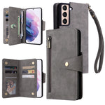 Rivetto Fibbia 9 carte Custodia per telefono in pelle a tre pieghe, For Samsung Galaxy S20+, For Samsung Galaxy S21 5G, For Samsung Galaxy S21 FE 5G, For Samsung Galaxy S21+