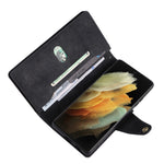 Rivetto Fibbia 9 carte Custodia per telefono in pelle a tre pieghe, For Samsung Galaxy S21 Ultra 5G, For Samsung Galaxy S22, For Samsung Galaxy S22+, For Samsung Galaxy S22 Ultra 5G