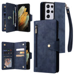 Rivetto Fibbia 9 carte Custodia per telefono in pelle a tre pieghe, For Samsung Galaxy S21 Ultra 5G, For Samsung Galaxy S22, For Samsung Galaxy S22+, For Samsung Galaxy S22 Ultra 5G