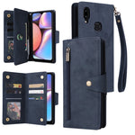 Rivetto Fibbia 9 carte Custodia per telefono in pelle a tre pieghe, For Samsung Galaxy A02, For Samsung Galaxy A03S 166mm, For Samsung Galaxy A10, For Samsung Galaxy A10s