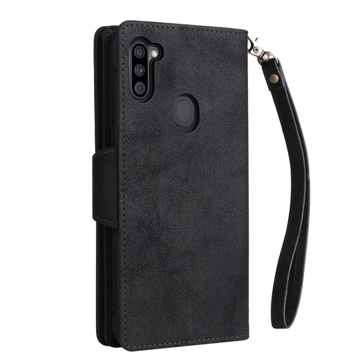 Rivetto Fibbia 9 carte Custodia per telefono in pelle a tre pieghe, For Samsung Galaxy A11 EU Version, For Samsung Galaxy A12 5G, For Samsung Galaxy A13 5G, For Samsung Galaxy A20