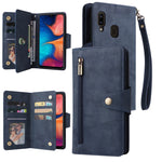 Rivetto Fibbia 9 carte Custodia per telefono in pelle a tre pieghe, For Samsung Galaxy A11 EU Version, For Samsung Galaxy A12 5G, For Samsung Galaxy A13 5G, For Samsung Galaxy A20