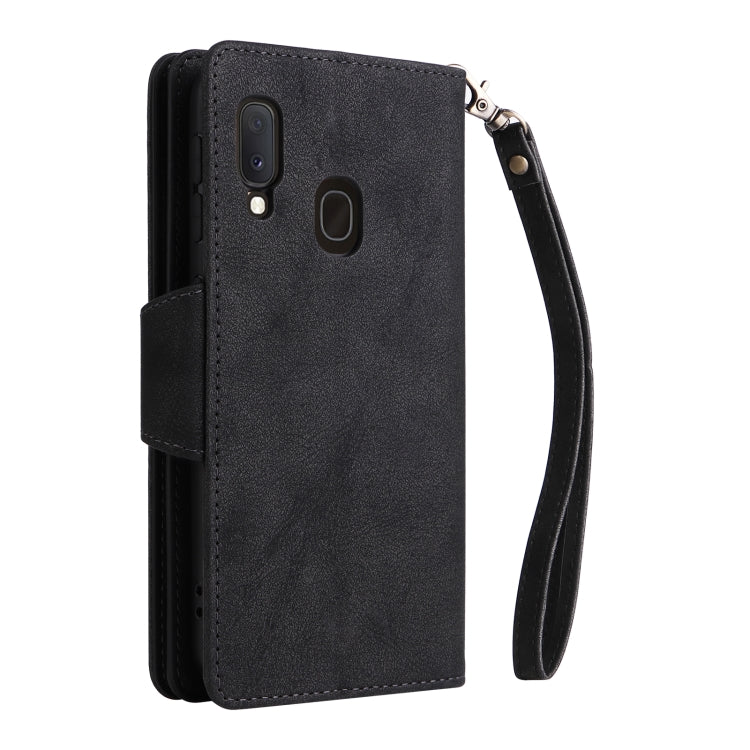 Rivetto Fibbia 9 carte Custodia per telefono in pelle a tre pieghe, For Samsung Galaxy A20E, For Samsung Galaxy A20S, For Samsung Galaxy A21 EU Version, For Samsung Galaxy A21S