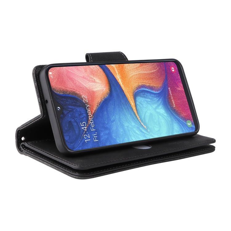 Rivetto Fibbia 9 carte Custodia per telefono in pelle a tre pieghe, For Samsung Galaxy A20E, For Samsung Galaxy A20S, For Samsung Galaxy A21 EU Version, For Samsung Galaxy A21S
