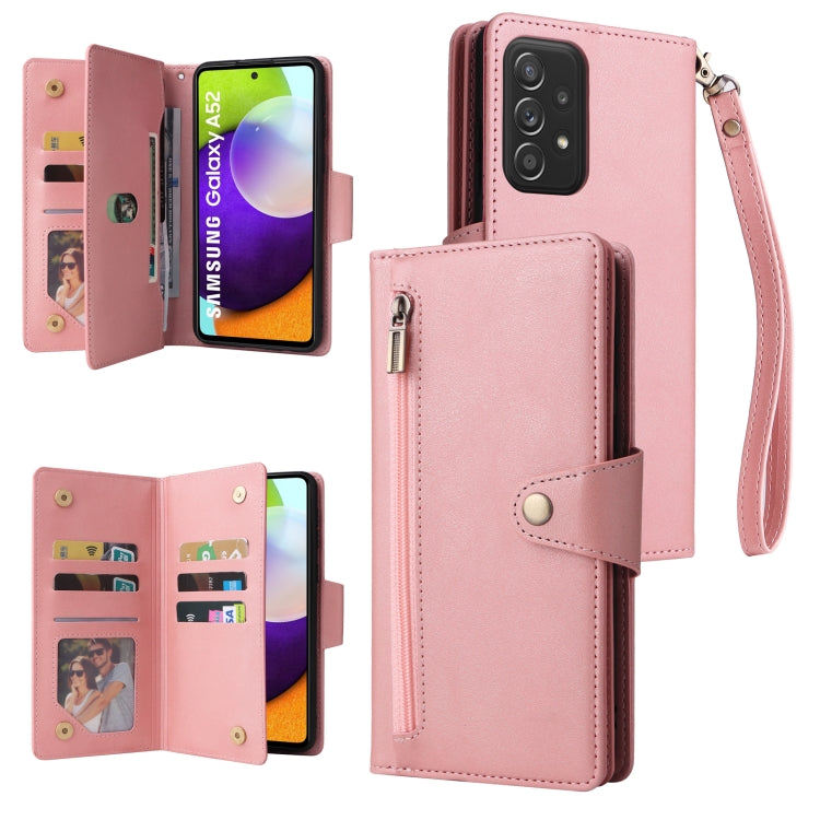 Rivetto Fibbia 9 carte Custodia per telefono in pelle a tre pieghe, For Samsung Galaxy A52 5G, For Samsung Galaxy A70/A70S, For Samsung Galaxy A71, For Samsung Galaxy A71 5G