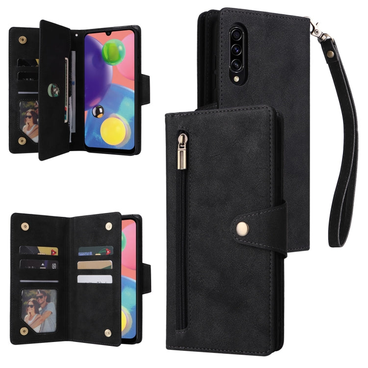 Rivetto Fibbia 9 carte Custodia per telefono in pelle a tre pieghe, For Samsung Galaxy A52 5G, For Samsung Galaxy A70/A70S, For Samsung Galaxy A71, For Samsung Galaxy A71 5G