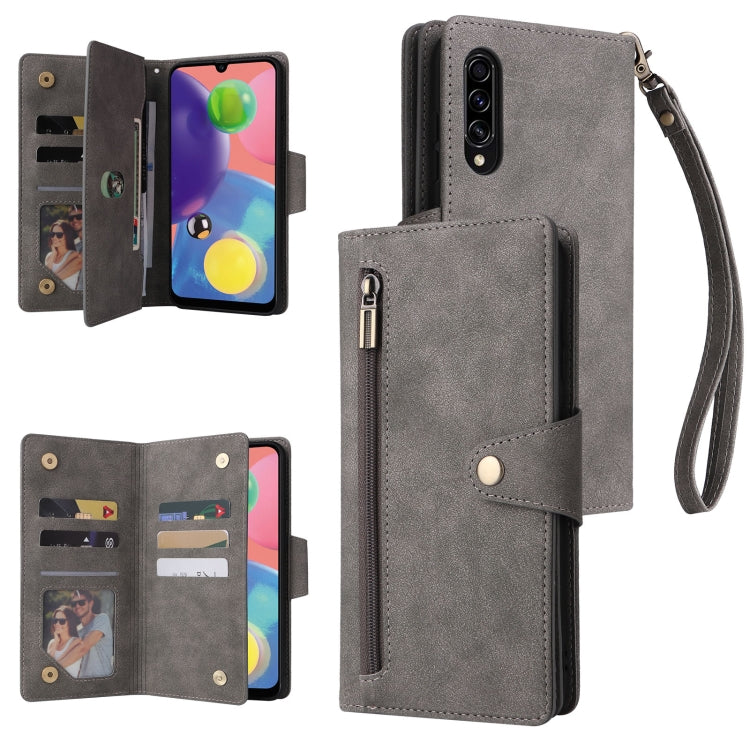 Rivetto Fibbia 9 carte Custodia per telefono in pelle a tre pieghe, For Samsung Galaxy A52 5G, For Samsung Galaxy A70/A70S, For Samsung Galaxy A71, For Samsung Galaxy A71 5G