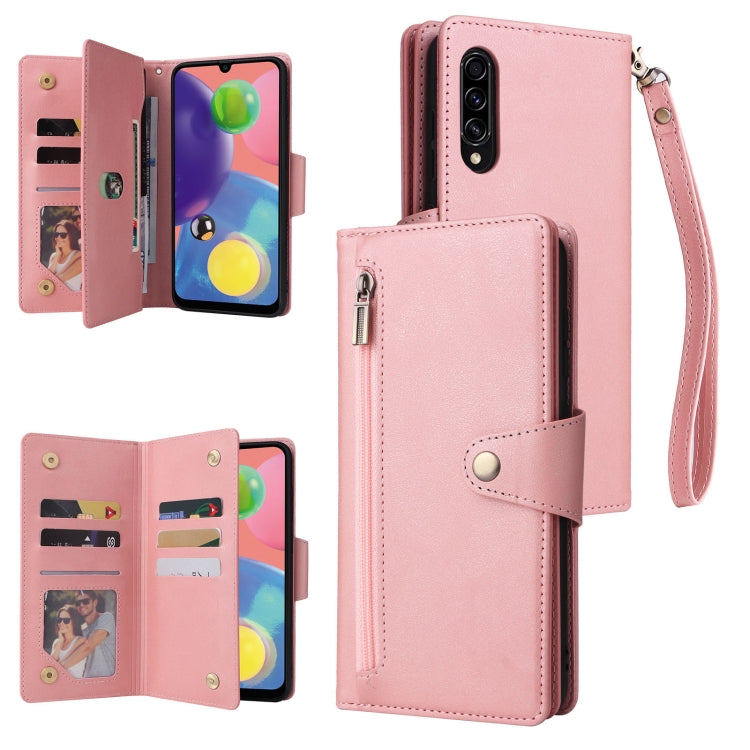 Rivetto Fibbia 9 carte Custodia per telefono in pelle a tre pieghe, For Samsung Galaxy A52 5G, For Samsung Galaxy A70/A70S, For Samsung Galaxy A71, For Samsung Galaxy A71 5G