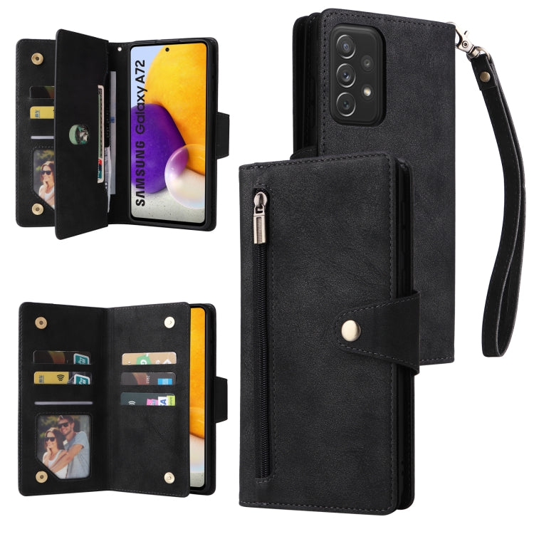 Rivetto Fibbia 9 carte Custodia per telefono in pelle a tre pieghe, For Samsung Galaxy A72, For Samsung Galaxy A82, For Samsung Galaxy Note9, For Samsung Galaxy Note10
