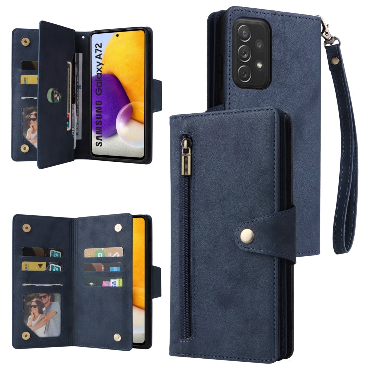 Rivetto Fibbia 9 carte Custodia per telefono in pelle a tre pieghe, For Samsung Galaxy A72, For Samsung Galaxy A82, For Samsung Galaxy Note9, For Samsung Galaxy Note10