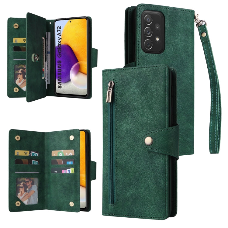 Rivetto Fibbia 9 carte Custodia per telefono in pelle a tre pieghe, For Samsung Galaxy A72, For Samsung Galaxy A82, For Samsung Galaxy Note9, For Samsung Galaxy Note10
