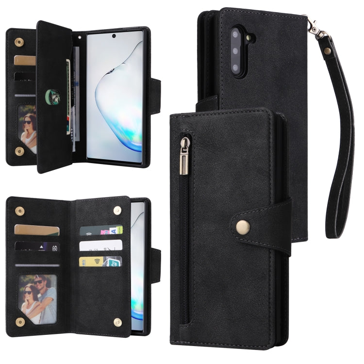Rivetto Fibbia 9 carte Custodia per telefono in pelle a tre pieghe, For Samsung Galaxy A72, For Samsung Galaxy A82, For Samsung Galaxy Note9, For Samsung Galaxy Note10