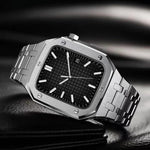 Cinturino in metallo rovere integrato + custodia per orologio per Apple Watch Series, For Apple Watch Series 6&SE&5&4 44mm