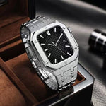 Cinturino in metallo rovere integrato + custodia per orologio per Apple Watch Series, For Apple Watch Series 6&SE&5&4 44mm