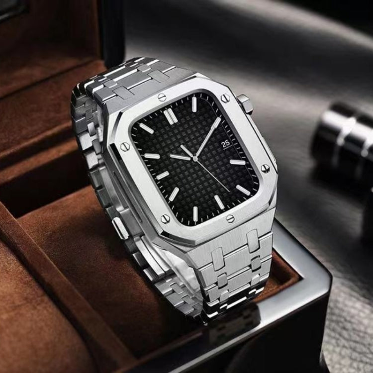 Cinturino in metallo rovere integrato + custodia per orologio per Apple Watch Series, For Apple Watch Series 6&SE&5&4 44mm