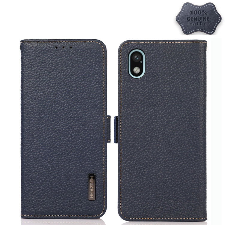 KHAZNEH Custodia per telefono RFID in vera pelle Litchi magnetica laterale, For Xiaomi Redmi 10A, For Sony Xperia Ace III, For Kyocera Android One S9, For Samsung Galaxy F23 / M23