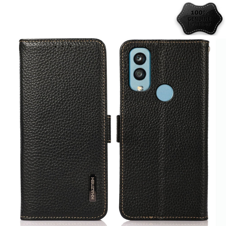 KHAZNEH Custodia per telefono RFID in vera pelle Litchi magnetica laterale, For Xiaomi Redmi 10A, For Sony Xperia Ace III, For Kyocera Android One S9, For Samsung Galaxy F23 / M23