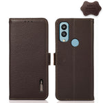 KHAZNEH Custodia per telefono RFID in vera pelle Litchi magnetica laterale, For Xiaomi Redmi 10A, For Sony Xperia Ace III, For Kyocera Android One S9, For Samsung Galaxy F23 / M23