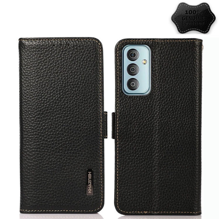 KHAZNEH Custodia per telefono RFID in vera pelle Litchi magnetica laterale, For Xiaomi Redmi 10A, For Sony Xperia Ace III, For Kyocera Android One S9, For Samsung Galaxy F23 / M23