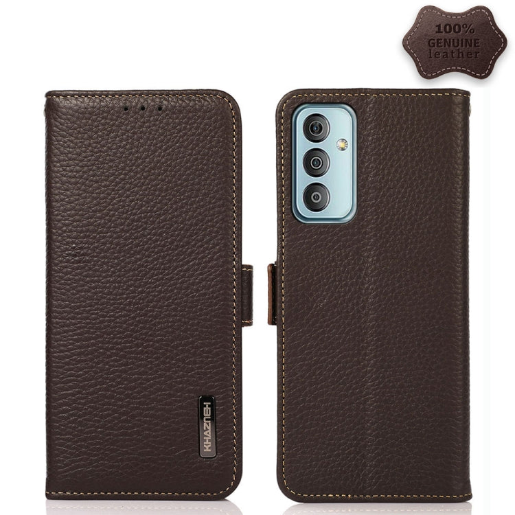 KHAZNEH Custodia per telefono RFID in vera pelle Litchi magnetica laterale, For Xiaomi Redmi 10A, For Sony Xperia Ace III, For Kyocera Android One S9, For Samsung Galaxy F23 / M23