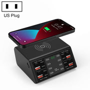 838w 9 in 1 100W 4 PD 3.0 USB-C / Type-C + 4 porte USB QC 3.0 Caricabatterie wireless con display digitale intelligente,, EU Plug, US Plug, UK Plug, AU Plug