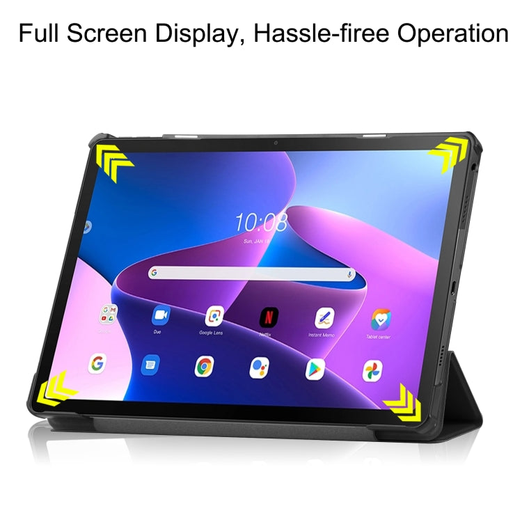 Custodia per tablet in pelle intelligente con supporto a 3 pieghe Custer Texture, For Lenovo Tab M10 Plus 10.6 3rd Gen 2022
