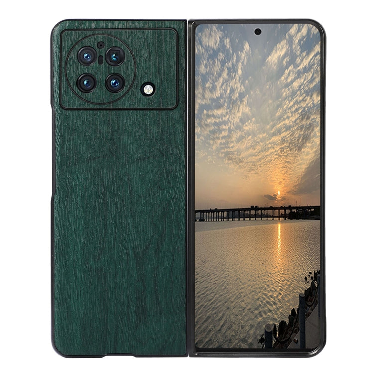 Custodia per telefono in PU con struttura in legno, For vivo X Fold Precise Hole