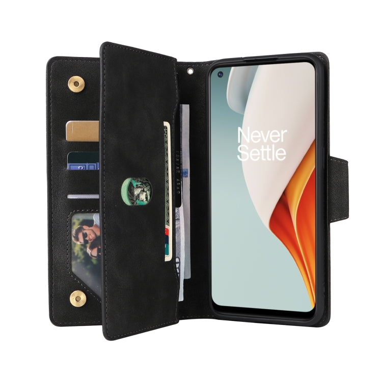 Rivetto Fibbia 9 carte Custodia per telefono in pelle a tre pieghe, For OnePlus Nord N100, For OnePlus 7, For OnePlus 7 Pro, For OnePlus 7T