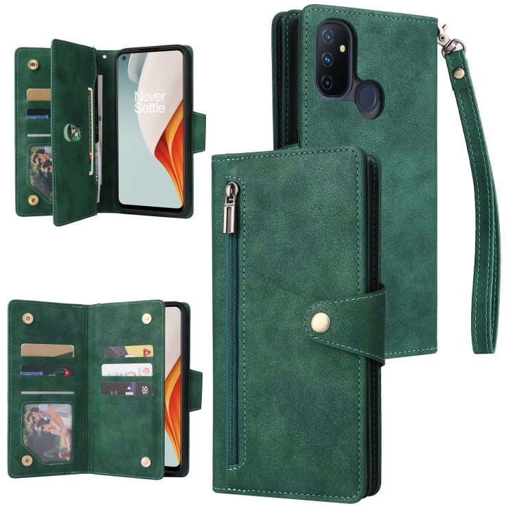 Rivetto Fibbia 9 carte Custodia per telefono in pelle a tre pieghe, For OnePlus Nord N100, For OnePlus 7, For OnePlus 7 Pro, For OnePlus 7T