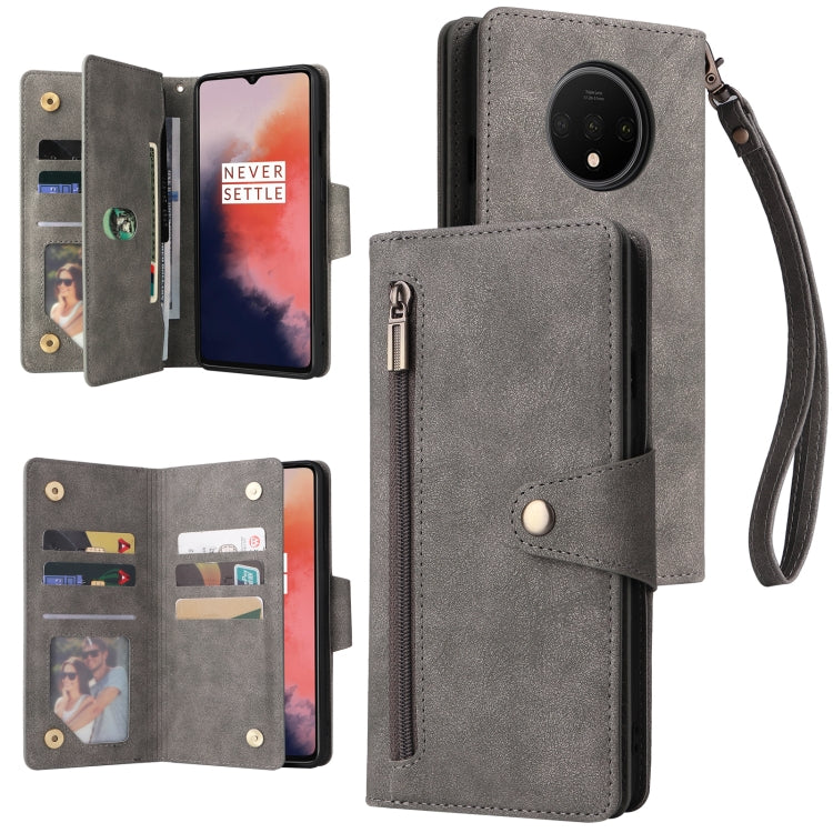 Rivetto Fibbia 9 carte Custodia per telefono in pelle a tre pieghe, For OnePlus Nord N100, For OnePlus 7, For OnePlus 7 Pro, For OnePlus 7T