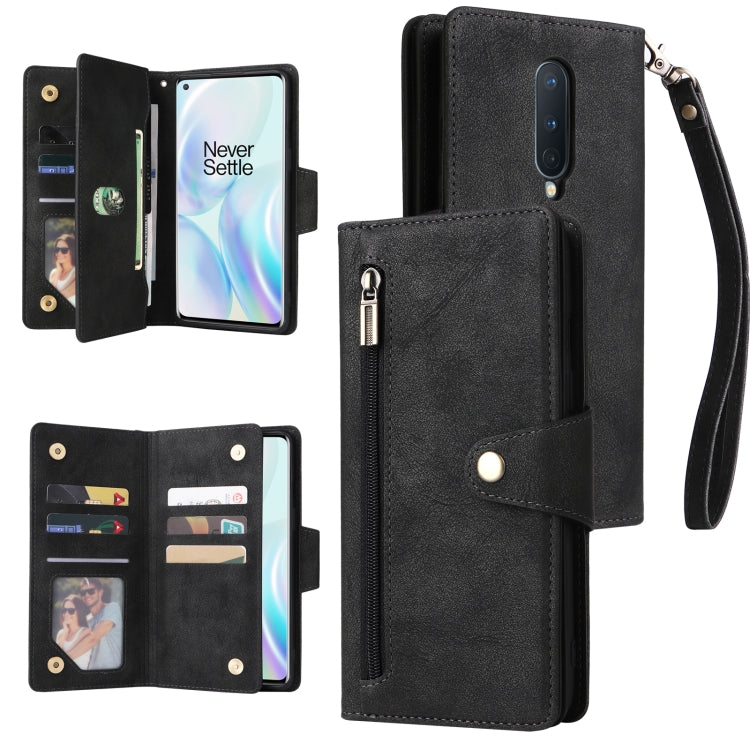 Rivetto Fibbia 9 carte Custodia per telefono in pelle a tre pieghe, For OnePlus 7T Pro, For OnePlus 8, For OnePlus 8 Pro, For OnePlus Nord