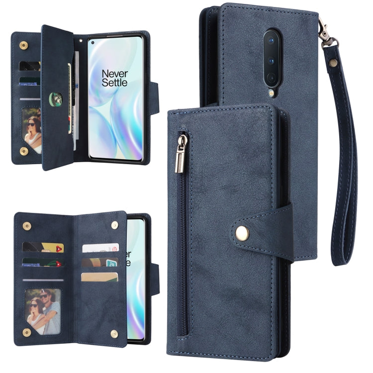 Rivetto Fibbia 9 carte Custodia per telefono in pelle a tre pieghe, For OnePlus 7T Pro, For OnePlus 8, For OnePlus 8 Pro, For OnePlus Nord