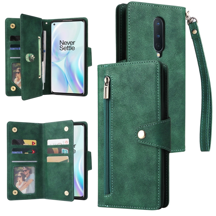 Rivetto Fibbia 9 carte Custodia per telefono in pelle a tre pieghe, For OnePlus 7T Pro, For OnePlus 8, For OnePlus 8 Pro, For OnePlus Nord