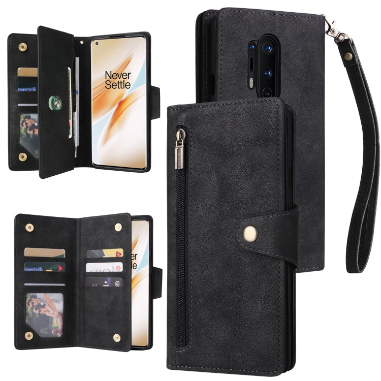 Rivetto Fibbia 9 carte Custodia per telefono in pelle a tre pieghe, For OnePlus 7T Pro, For OnePlus 8, For OnePlus 8 Pro, For OnePlus Nord