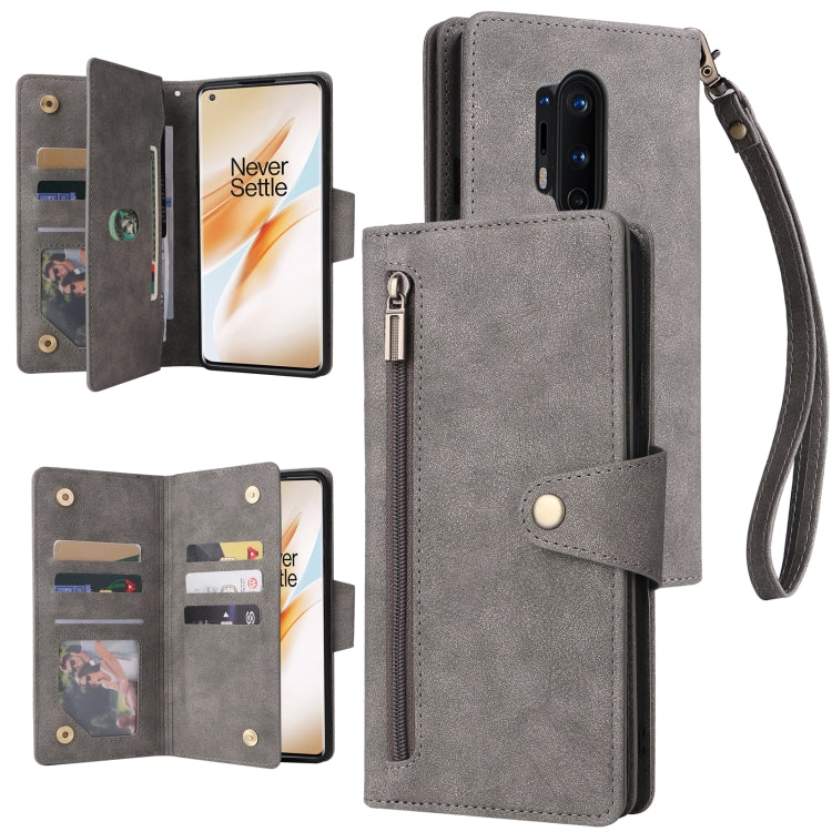 Rivetto Fibbia 9 carte Custodia per telefono in pelle a tre pieghe, For OnePlus 7T Pro, For OnePlus 8, For OnePlus 8 Pro, For OnePlus Nord