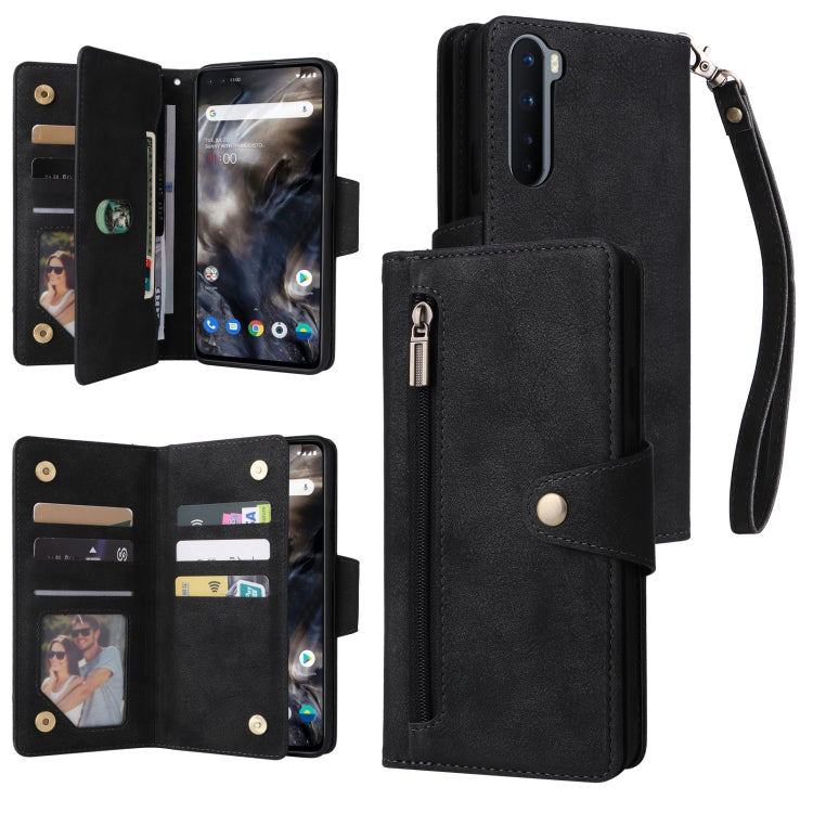Rivetto Fibbia 9 carte Custodia per telefono in pelle a tre pieghe, For OnePlus 7T Pro, For OnePlus 8, For OnePlus 8 Pro, For OnePlus Nord