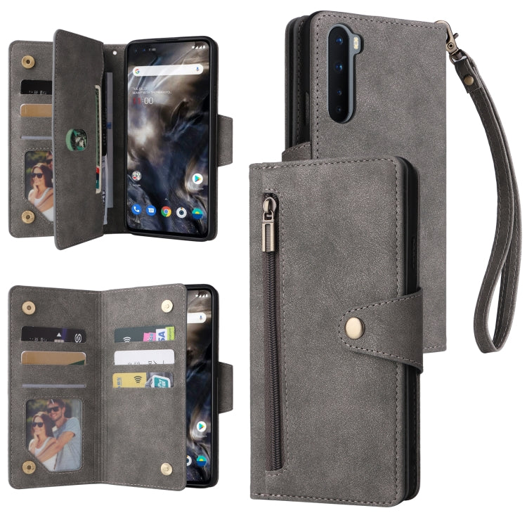 Rivetto Fibbia 9 carte Custodia per telefono in pelle a tre pieghe, For OnePlus 7T Pro, For OnePlus 8, For OnePlus 8 Pro, For OnePlus Nord