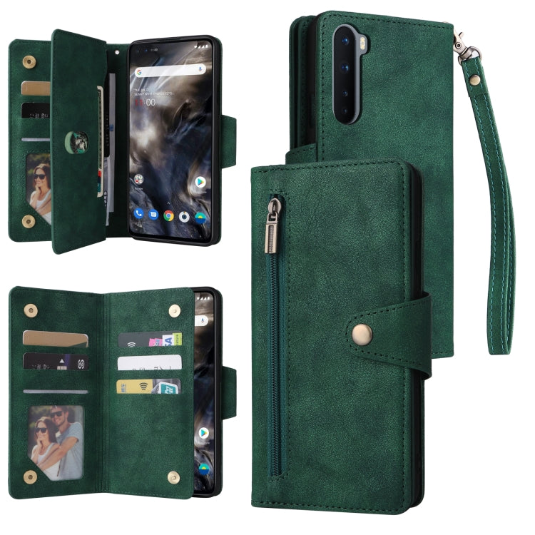Rivetto Fibbia 9 carte Custodia per telefono in pelle a tre pieghe, For OnePlus 7T Pro, For OnePlus 8, For OnePlus 8 Pro, For OnePlus Nord