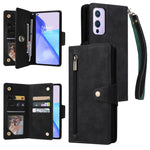 Rivetto Fibbia 9 carte Custodia per telefono in pelle a tre pieghe, For OnePlus 9, For OnePlus 9 Pro, For OnePlus Nord 2