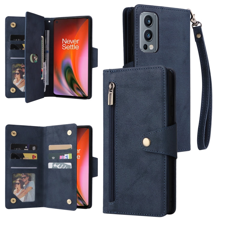 Rivetto Fibbia 9 carte Custodia per telefono in pelle a tre pieghe, For OnePlus 9, For OnePlus 9 Pro, For OnePlus Nord 2