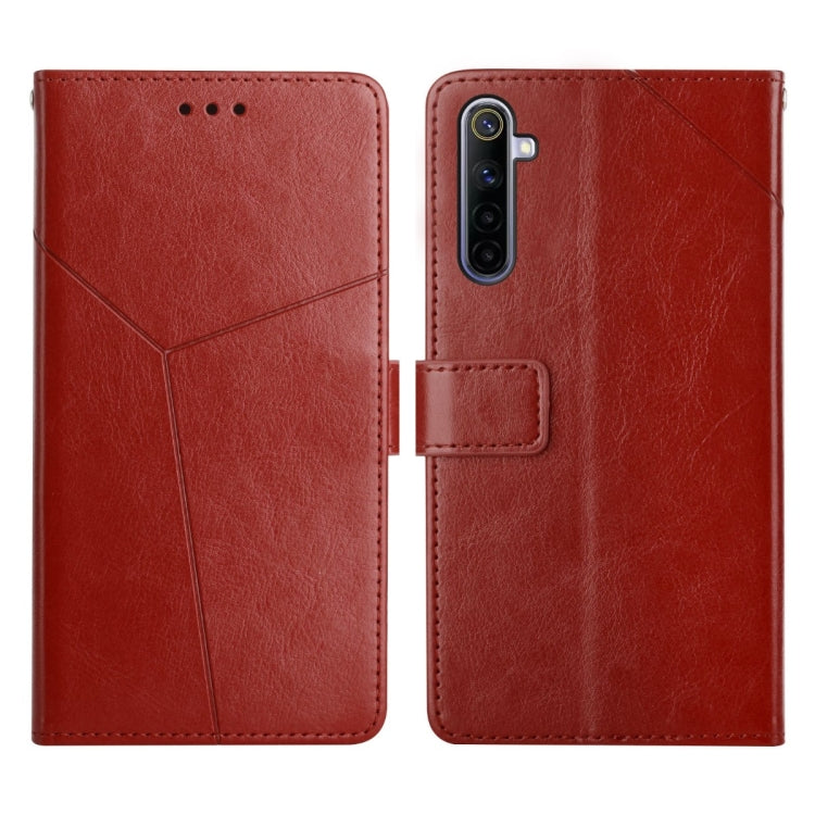 Custodia per telefono in pelle flip orizzontale con cuciture a Y, For OPPO Realme 5, For OPPO Realme 5 Pro, For OPPO Realme 6, For OPPO Realme 6 Pro