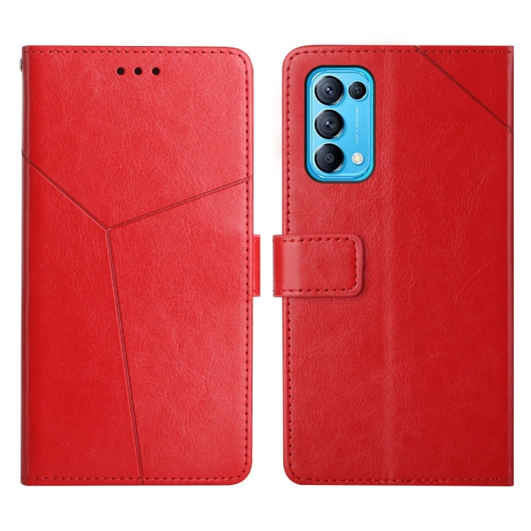 Custodia per telefono in pelle flip orizzontale con cuciture a Y, For OPPO Reno4 Pro 5G, For OPPO Reno5 4G, For OPPO Reno5 5G, For OPPO Reno5 Pro 5G