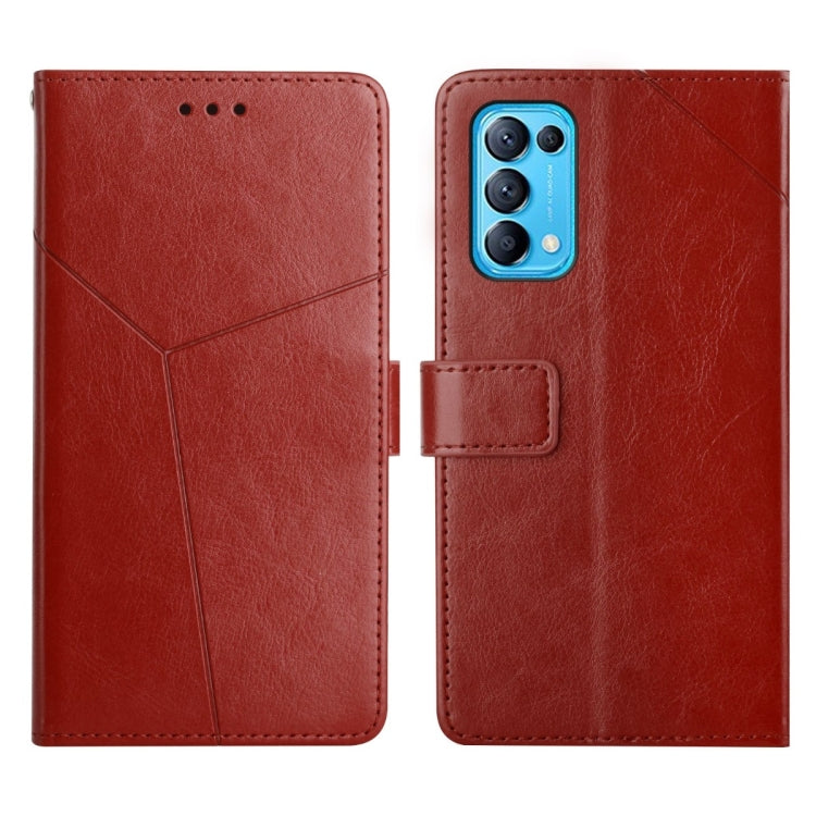 Custodia per telefono in pelle flip orizzontale con cuciture a Y, For OPPO Reno4 Pro 5G, For OPPO Reno5 4G, For OPPO Reno5 5G, For OPPO Reno5 Pro 5G