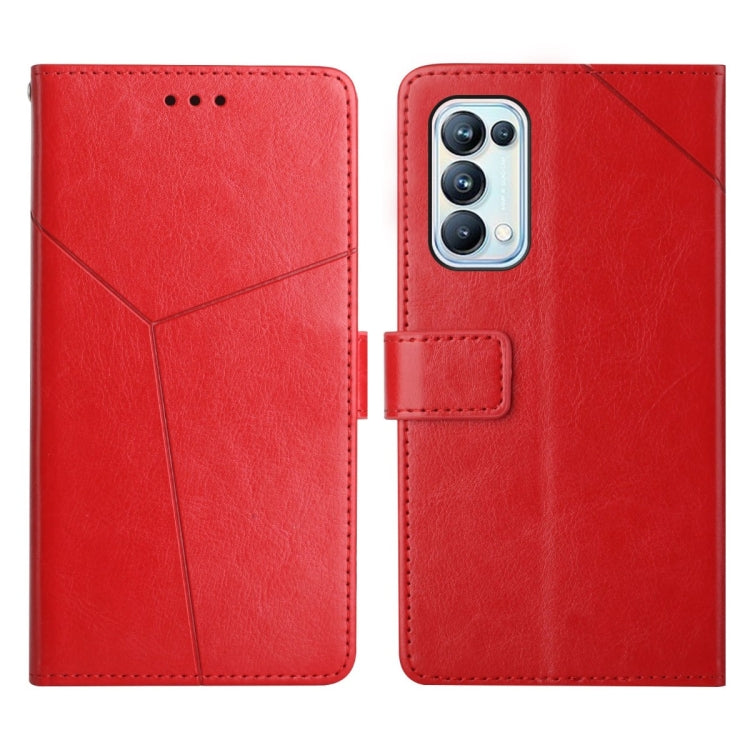 Custodia per telefono in pelle flip orizzontale con cuciture a Y, For OPPO Reno4 Pro 5G, For OPPO Reno5 4G, For OPPO Reno5 5G, For OPPO Reno5 Pro 5G