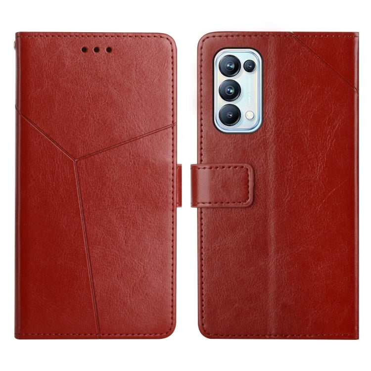 Custodia per telefono in pelle flip orizzontale con cuciture a Y, For OPPO Reno4 Pro 5G, For OPPO Reno5 4G, For OPPO Reno5 5G, For OPPO Reno5 Pro 5G